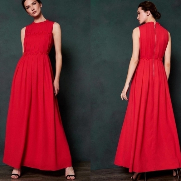 Nwt Ted Baker women's  Red Origami Folded Maxi Formal Dress size 4 - Picture 1 of 16